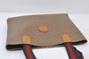 Authentic GUCCI Web Sherry Line Micro GG Tote Bag PVC Leather Brown 0333J