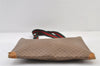 Authentic GUCCI Web Sherry Line Micro GG Tote Bag PVC Leather Brown 0333J