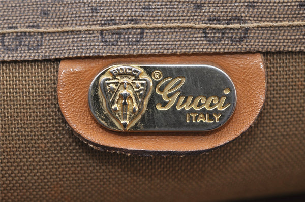 Authentic GUCCI Web Sherry Line Micro GG Tote Bag PVC Leather Brown 0333J