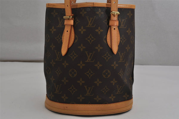 Authentic Louis Vuitton Monogram Bucket PM Shoulder Tote Bag M42238 Junk 0333K