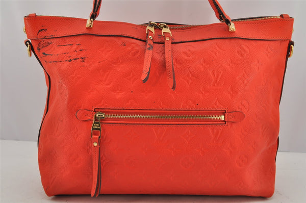 Auth Louis Vuitton Monogram Empreinte Bastille MM Tote Bag M50048 Orange  0334K