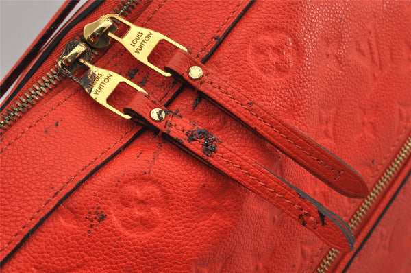 Auth Louis Vuitton Monogram Empreinte Bastille MM Tote Bag M50048 Orange  0334K