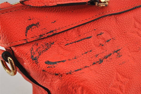 Auth Louis Vuitton Monogram Empreinte Bastille MM Tote Bag M50048 Orange  0334K