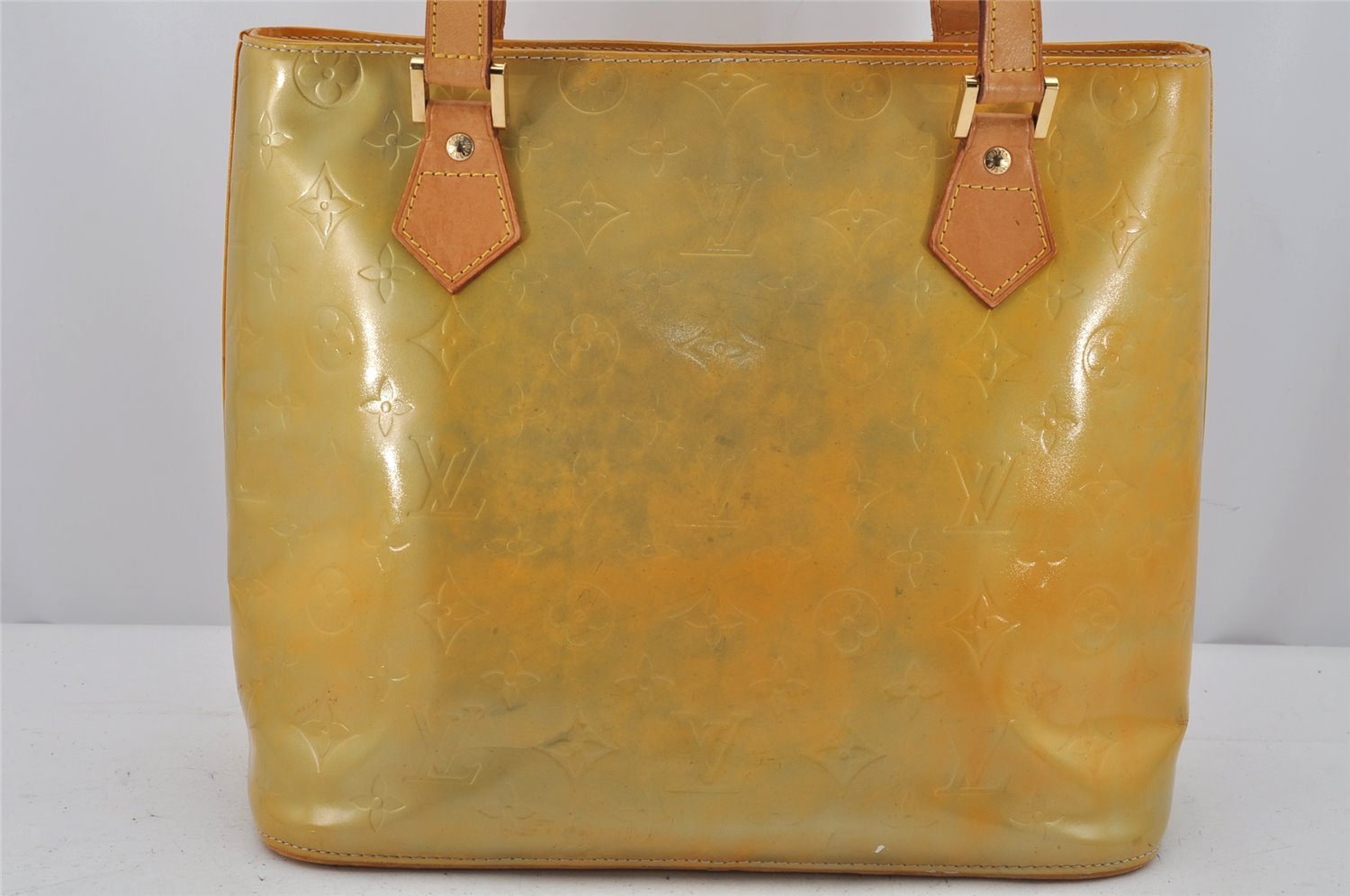 Authentic Louis Vuitton Vernis Houston Shoulder Hand Bag Yellow M91053 LV 0335K