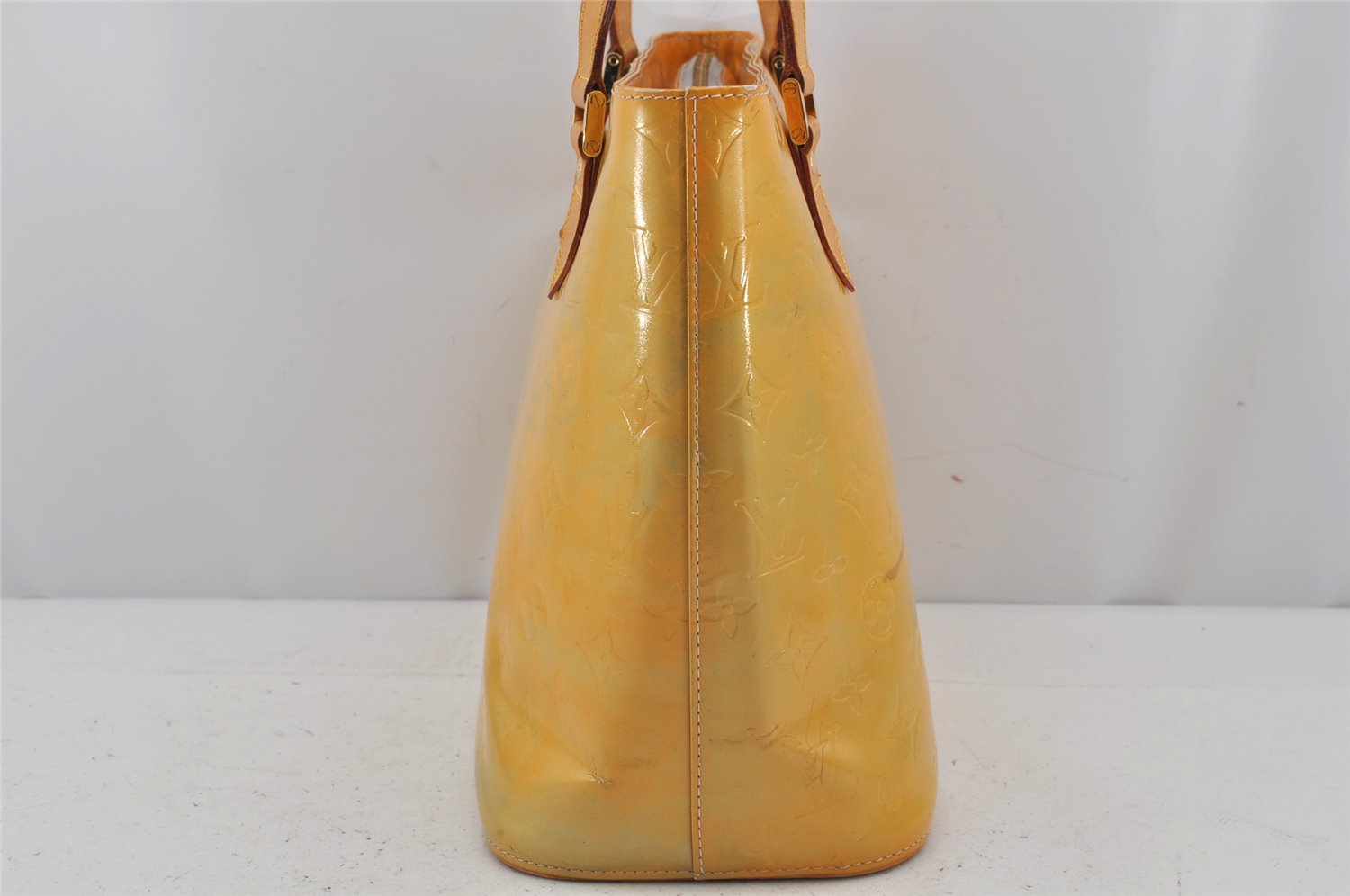 Authentic Louis Vuitton Vernis Houston Shoulder Hand Bag Yellow M91053 LV 0335K