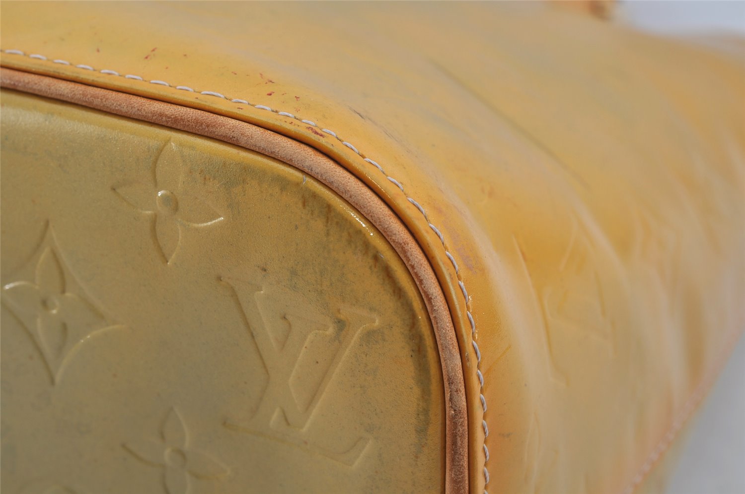 Authentic Louis Vuitton Vernis Houston Shoulder Hand Bag Yellow M91053 LV 0335K