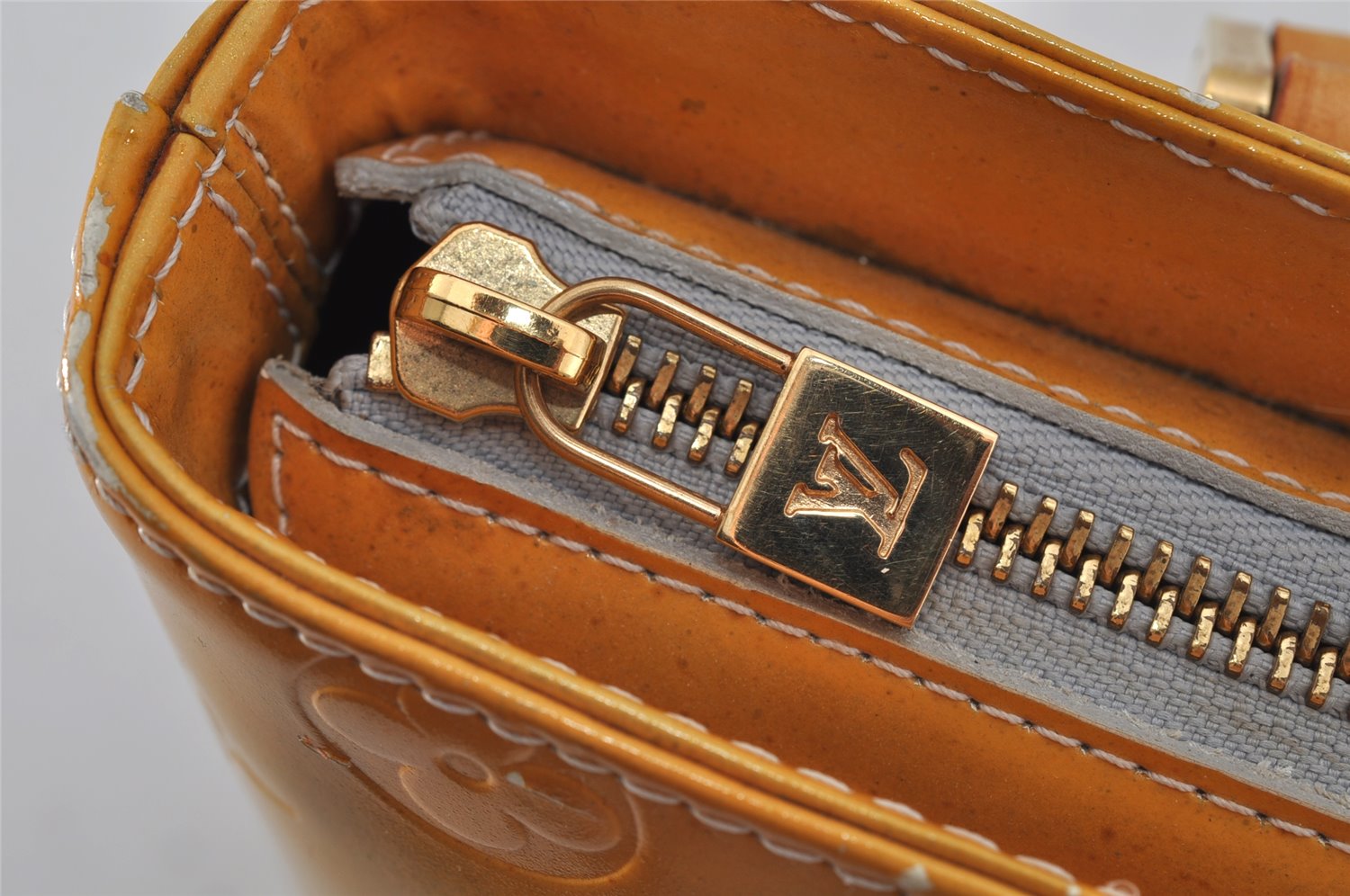 Authentic Louis Vuitton Vernis Houston Shoulder Hand Bag Yellow M91053 LV 0335K