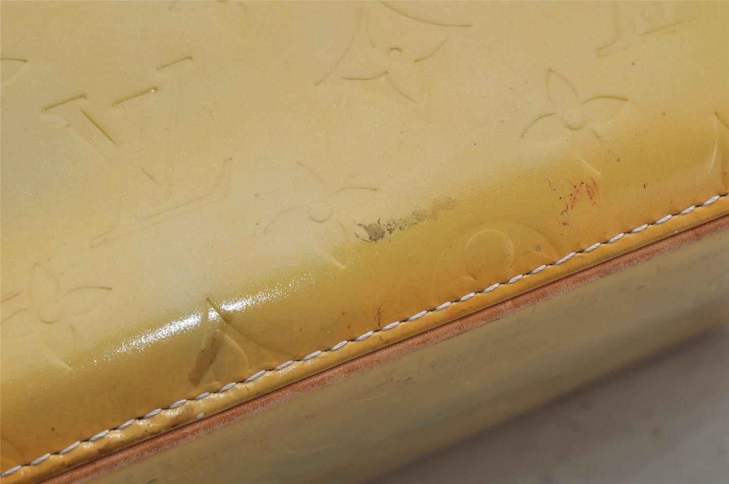 Authentic Louis Vuitton Vernis Houston Shoulder Hand Bag Yellow M91053 LV 0335K