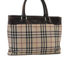 Authentic BURBERRY Vintage Nova Check Nylon Leather Hand Bag Beige 0337J