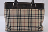 Authentic BURBERRY Vintage Nova Check Nylon Leather Hand Bag Beige 0337J