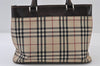 Authentic BURBERRY Vintage Nova Check Nylon Leather Hand Bag Beige 0337J