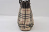 Authentic BURBERRY Vintage Nova Check Nylon Leather Hand Bag Beige 0337J