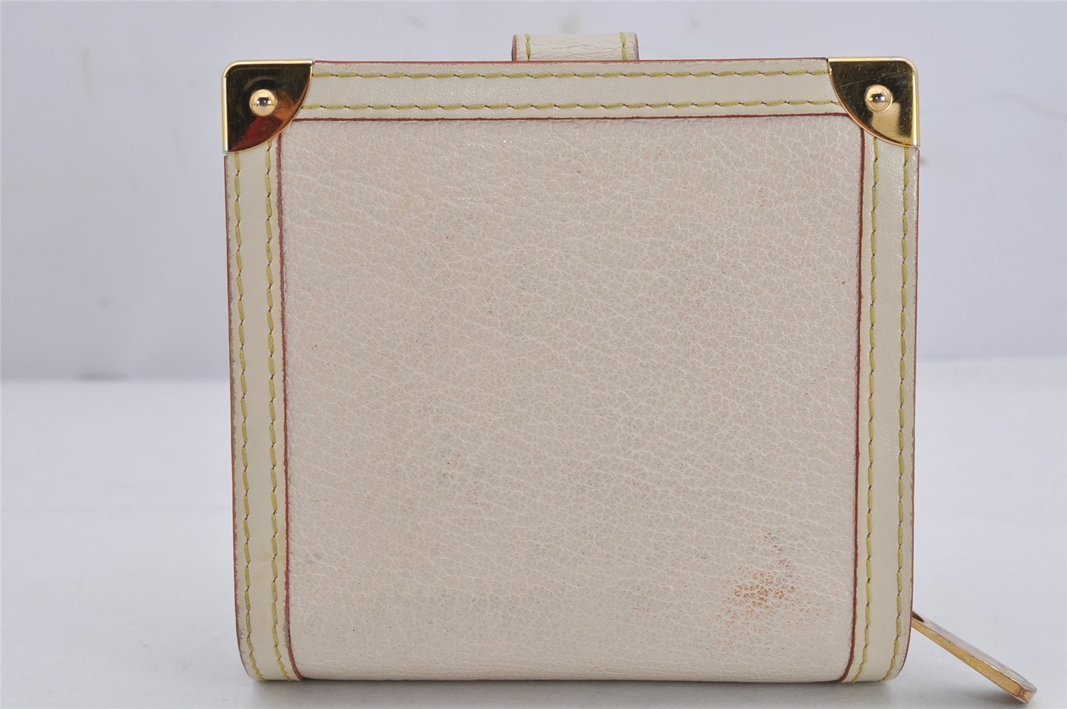 Authentic Louis Vuitton Suhali Compact Zip Wallet Purse White M91831 LV 0338K