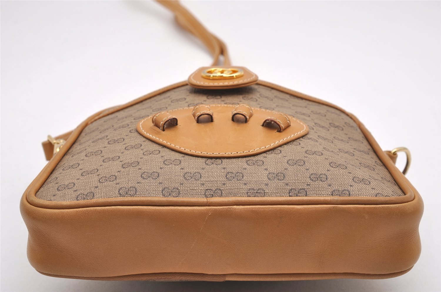 Authentic GUCCI Micro GG PVC Leather 2Way Shoulder Waist Body Bag Brown 0339J