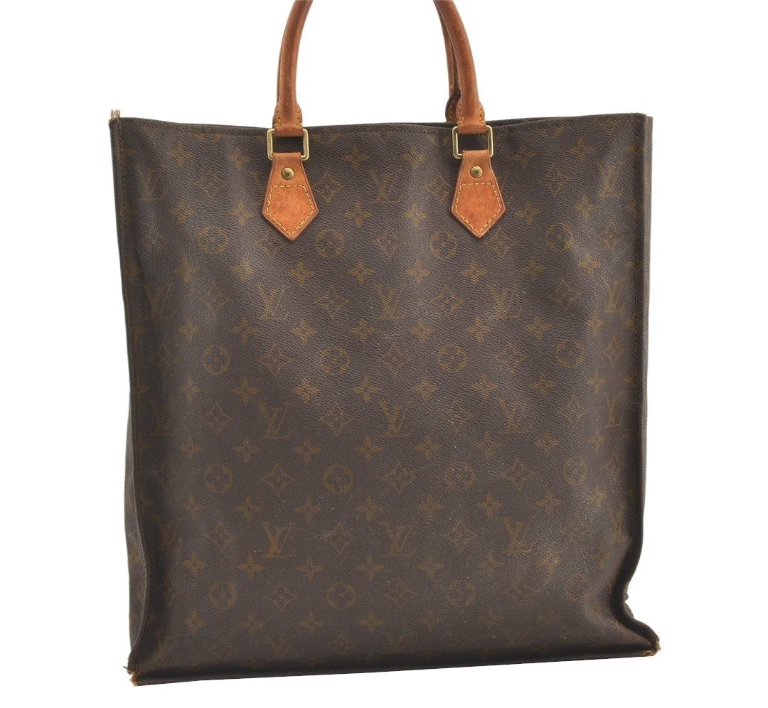 Authentic Louis Vuitton Monogram Sac Plat Hand Tote Bag Old Model LV 0339K