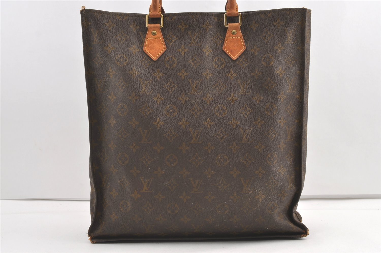 Authentic Louis Vuitton Monogram Sac Plat Hand Tote Bag Old Model LV 0339K