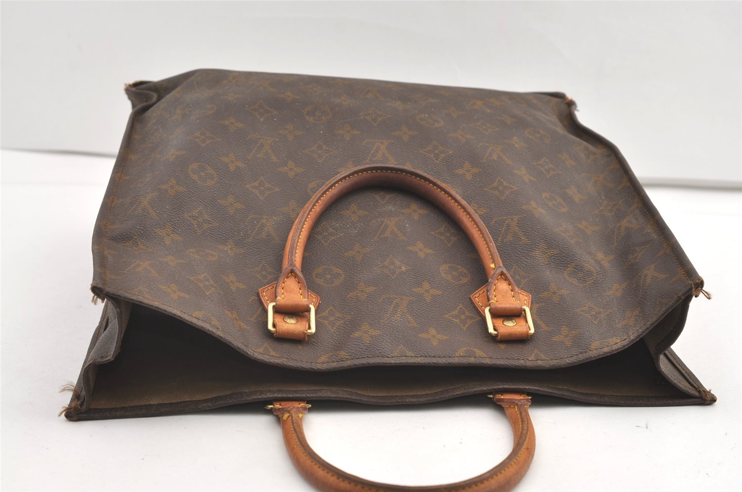 Authentic Louis Vuitton Monogram Sac Plat Hand Tote Bag Old Model LV 0339K