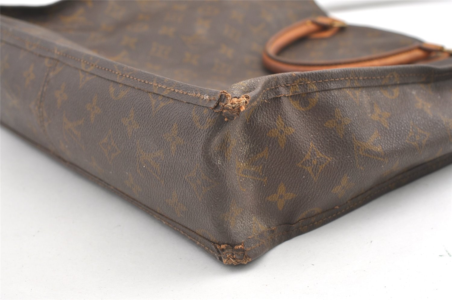 Authentic Louis Vuitton Monogram Sac Plat Hand Tote Bag Old Model LV 0339K