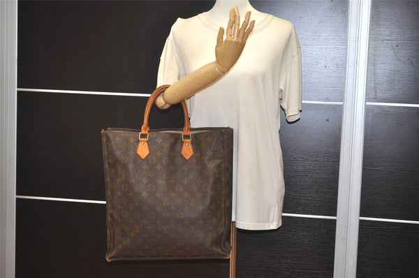 Authentic Louis Vuitton Monogram Sac Plat Hand Tote Bag Old Model LV 0339K