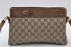 Authentic GUCCI Web Sherry Line Shoulder Cross Bag GG PVC Leather Brown 0341J