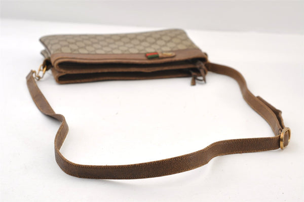 Authentic GUCCI Web Sherry Line Shoulder Cross Bag GG PVC Leather Brown 0341J