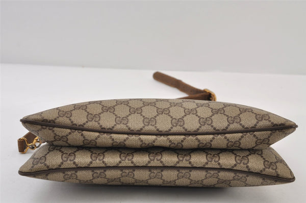 Authentic GUCCI Web Sherry Line Shoulder Cross Bag GG PVC Leather Brown 0341J