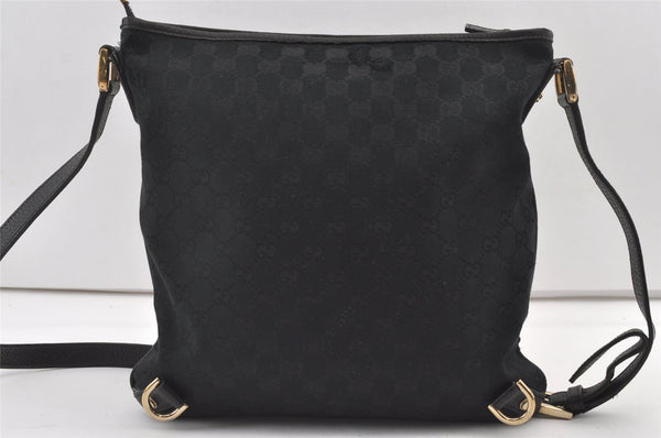 Authentic GUCCI Abbey Shoulder Cross Bag GG Canvas Leather 131326 Black 0341K