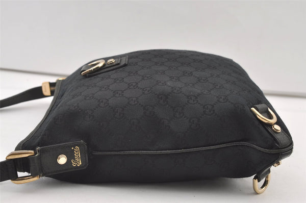 Authentic GUCCI Abbey Shoulder Cross Bag GG Canvas Leather 131326 Black 0341K