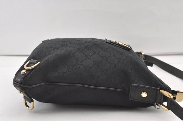 Authentic GUCCI Abbey Shoulder Cross Bag GG Canvas Leather 131326 Black 0341K