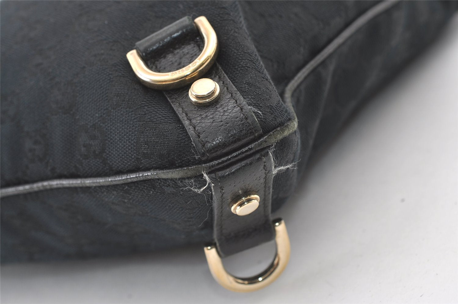 Authentic GUCCI Abbey Shoulder Cross Bag GG Canvas Leather 131326 Black 0341K