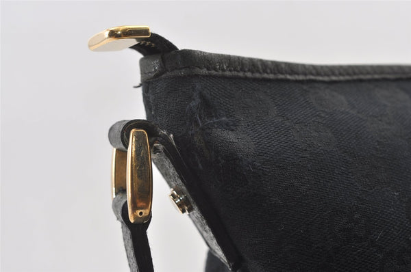 Authentic GUCCI Abbey Shoulder Cross Bag GG Canvas Leather 131326 Black 0341K