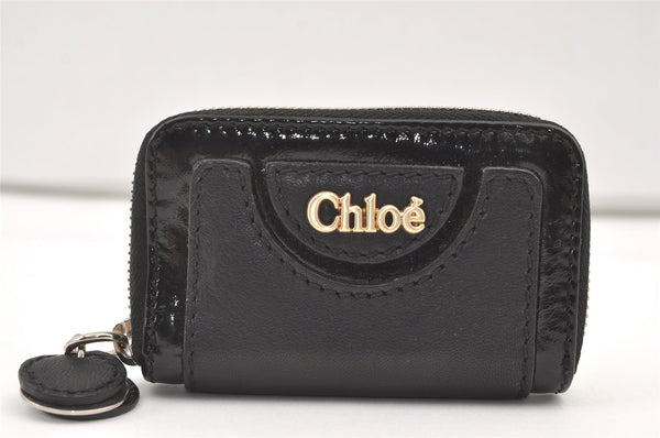 Authentic Chloe Vintage 6 Hooks Key Case Purse Leather Enamel Black Box 0344K