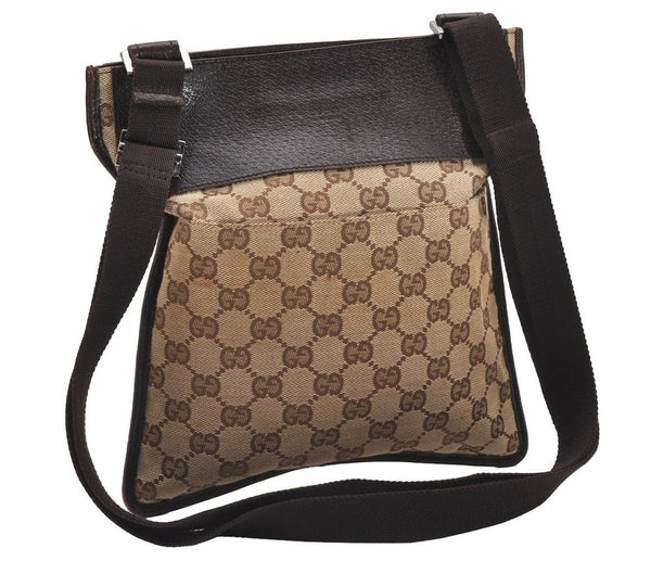 Authentic GUCCI Shoulder Cross Body Bag GG Canvas Leather 27639 Brown 0345J