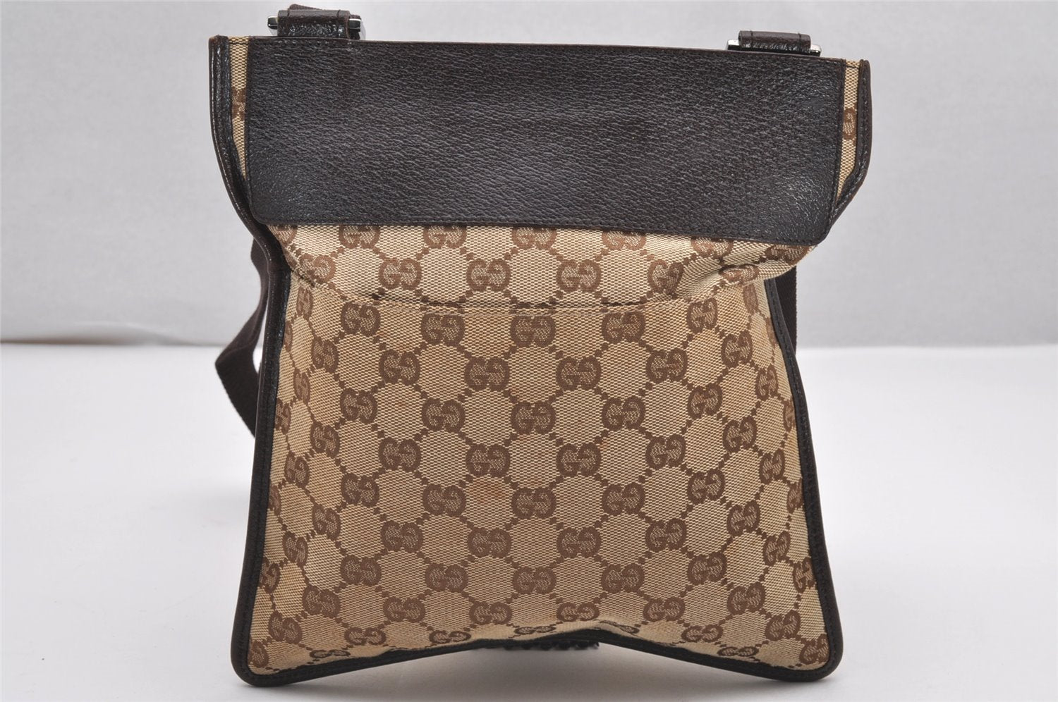Authentic GUCCI Shoulder Cross Body Bag GG Canvas Leather 27639 Brown 0345J