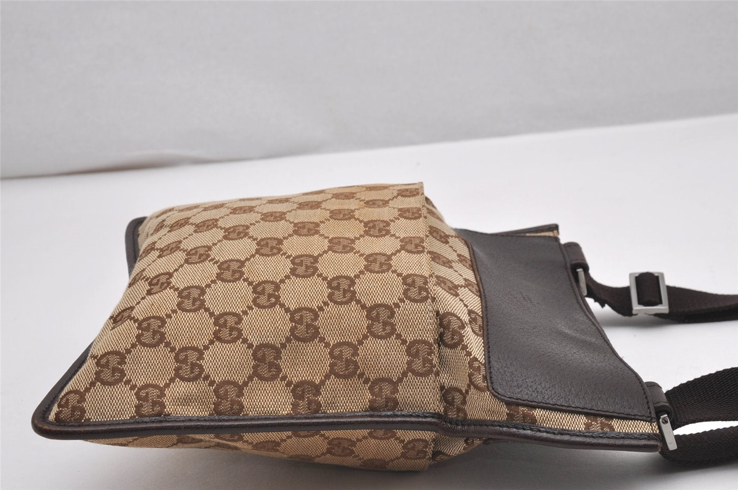 Authentic GUCCI Shoulder Cross Body Bag GG Canvas Leather 27639 Brown 0345J