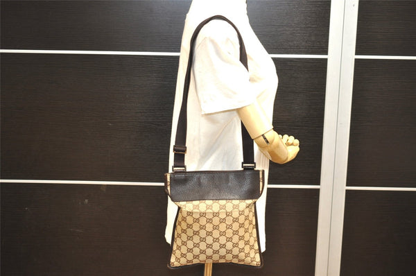 Authentic GUCCI Shoulder Cross Body Bag GG Canvas Leather 27639 Brown 0345J