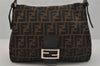 Authentic FENDI Zucca Mamma Baguette Shoulder Bag Canvas Leather Brown 0347J