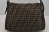 Authentic FENDI Zucca Mamma Baguette Shoulder Bag Canvas Leather Brown 0347J