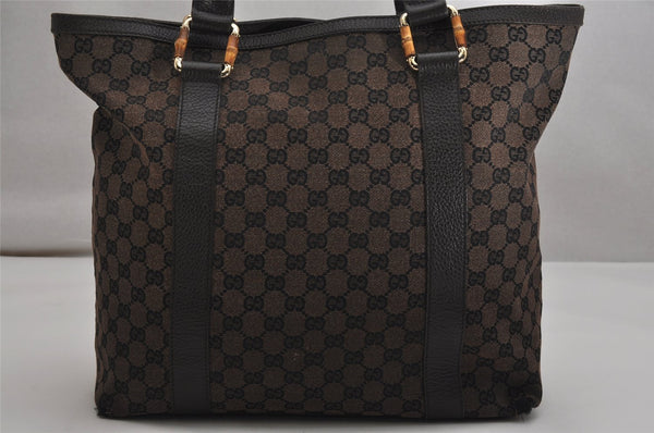 Authentic GUCCI Bamboo Shoulder Tote Bag GG Canvas Leather 339547 Brown 0347K
