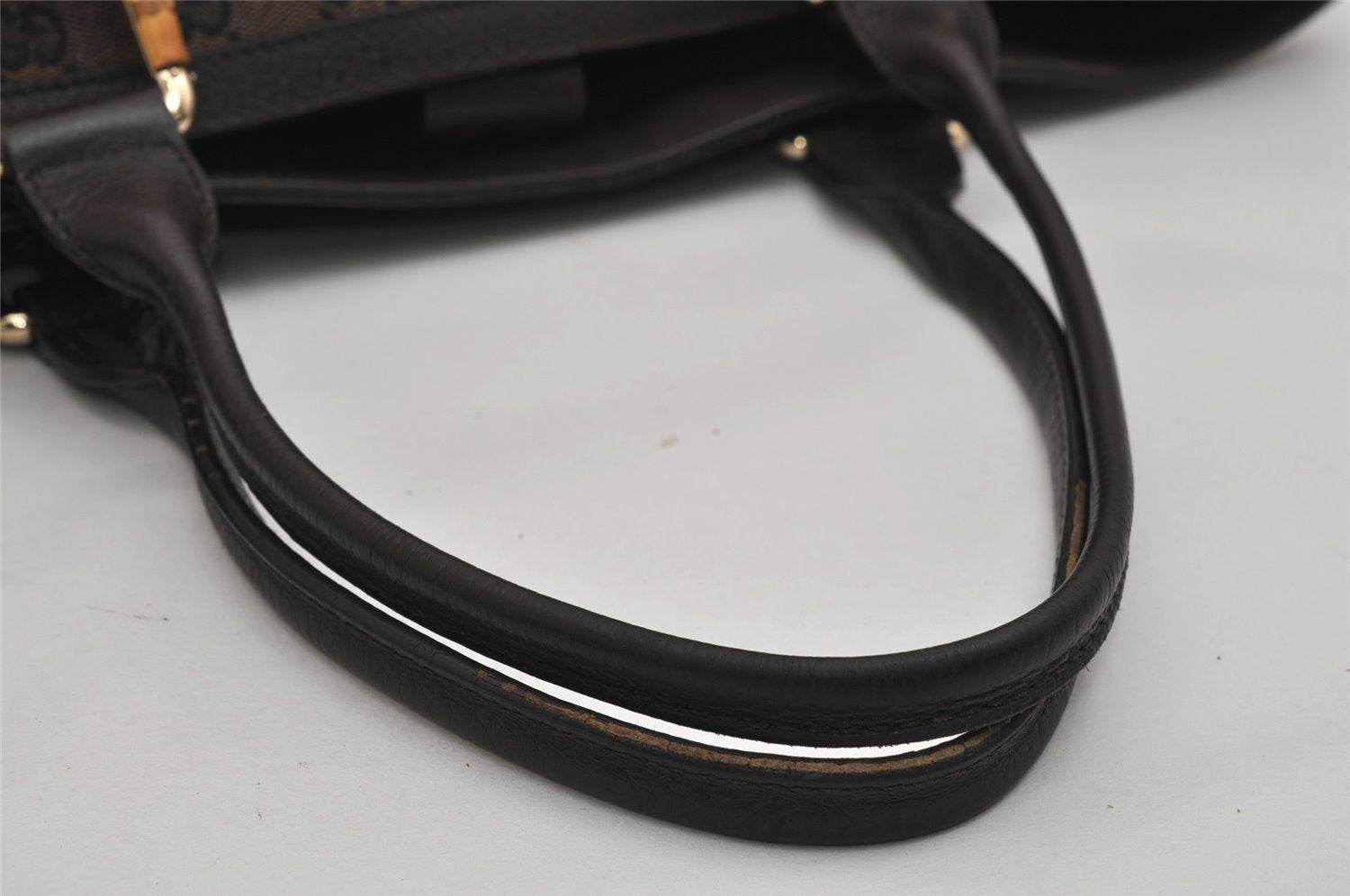 Authentic GUCCI Bamboo Shoulder Tote Bag GG Canvas Leather 339547 Brown 0347K