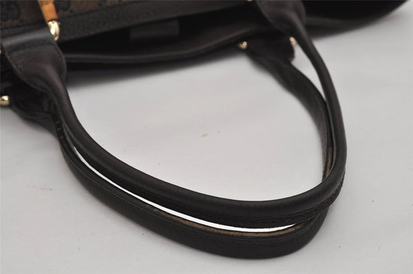 Authentic GUCCI Bamboo Shoulder Tote Bag GG Canvas Leather 339547 Brown 0347K