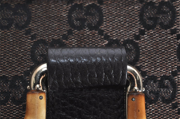 Authentic GUCCI Bamboo Shoulder Tote Bag GG Canvas Leather 339547 Brown 0347K