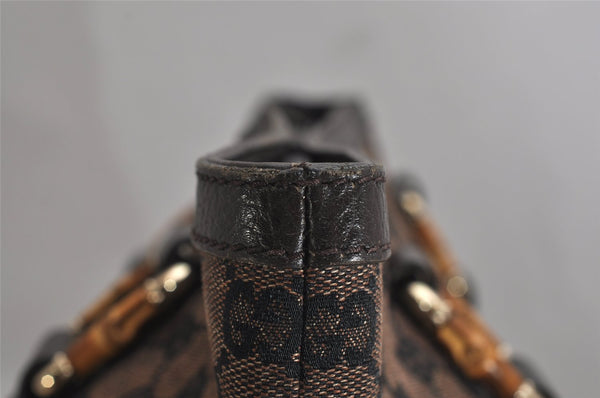 Authentic GUCCI Bamboo Shoulder Tote Bag GG Canvas Leather 339547 Brown 0347K