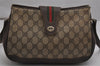 Authentic GUCCI Web Sherry Line Shoulder Bag GG PVC Leather Brown Junk 0348K