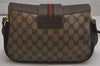 Authentic GUCCI Web Sherry Line Shoulder Bag GG PVC Leather Brown Junk 0348K