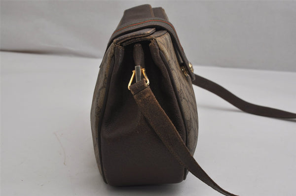Authentic GUCCI Web Sherry Line Shoulder Bag GG PVC Leather Brown Junk 0348K