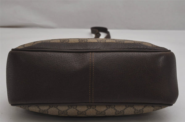 Authentic GUCCI Web Sherry Line Shoulder Bag GG PVC Leather Brown Junk 0348K
