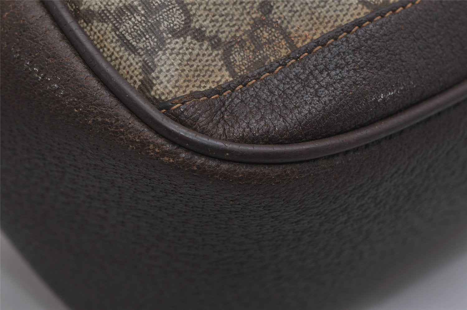 Authentic GUCCI Web Sherry Line Shoulder Bag GG PVC Leather Brown Junk 0348K