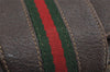 Authentic GUCCI Web Sherry Line Shoulder Bag GG PVC Leather Brown Junk 0348K