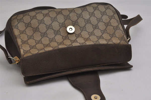 Authentic GUCCI Web Sherry Line Shoulder Bag GG PVC Leather Brown Junk 0348K